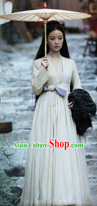 Chinese Ancient Civilian White Dress Drama Love and Destiny Maidservant Lin Mo Ni Ni Replica Costumes for Women