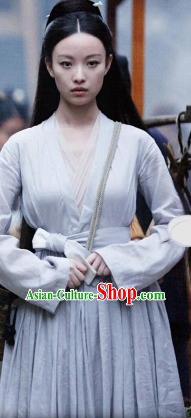 Chinese Ancient Civilian White Dress Drama Love and Destiny Maidservant Lin Mo Ni Ni Replica Costumes for Women