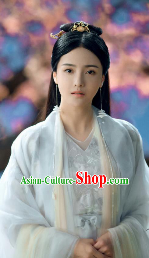 Chinese Drama Ancient Goddess Dress Love and Destiny Princess Qing Yao Replica Costumes and Headpiece for Women