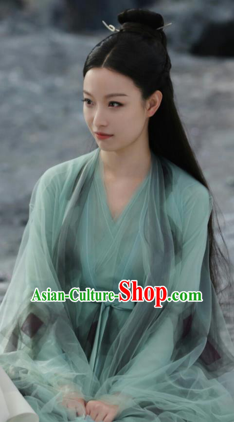 Chinese Drama Ancient Goddess Green Dress Love and Destiny Ling Xi Ni Ni Replica Costumes for Women