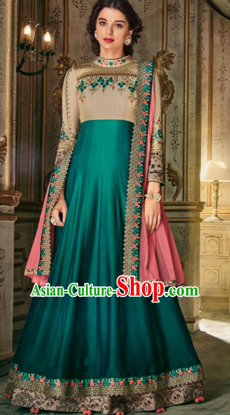Indian Traditional Festival Atrovirens Anarkali Dress Asian India National Court Bollywood Costumes for Women