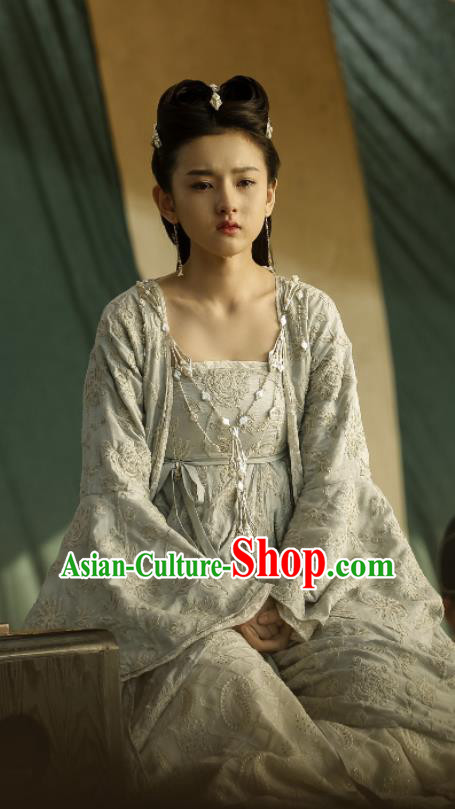 Chinese Ancient Princess Drama Novoland Eagle Flag Yu Ran Song Zu Er Replica Costumes and Headpiece for Women