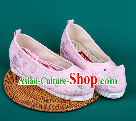 Chinese Traditional Embroidered Rabbit Pink Shoes Hanfu Shoes Princess Shoes for Women