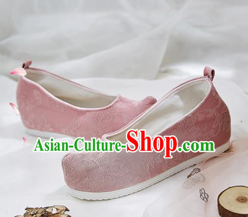 Traditional Chinese Pink Cloth Shoes Hanfu Shoes National Shoes for Women