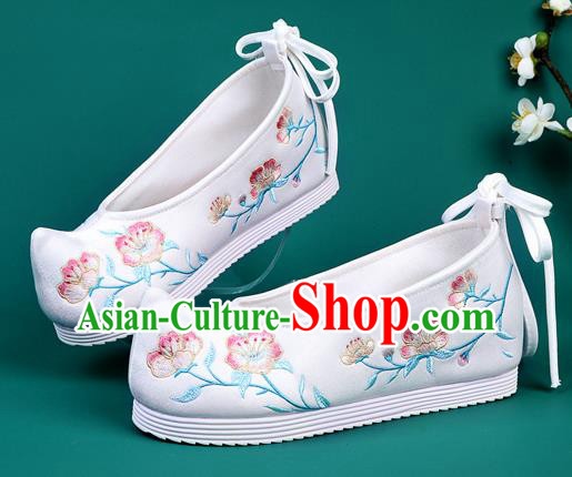 Chinese Traditional Embroidered Pink Flowers Shoes Hanfu Shoes Princess Shoes for Women