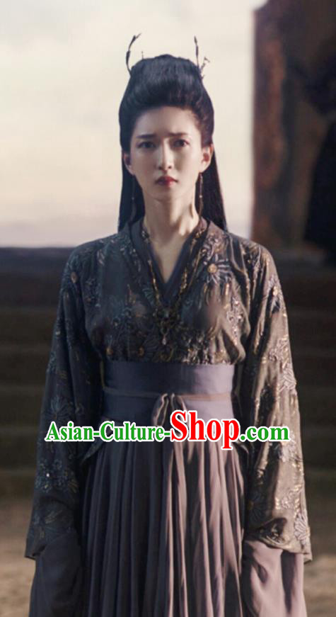 Chinese Ancient Drama Novoland Eagle Flag Princess Gong Yuyi Replica Costumes and Headpiece for Women