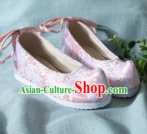 Traditional Chinese Pink Brocade Shoes Handmade Wedding Shoes Hanfu Shoes Princess Shoes for Women