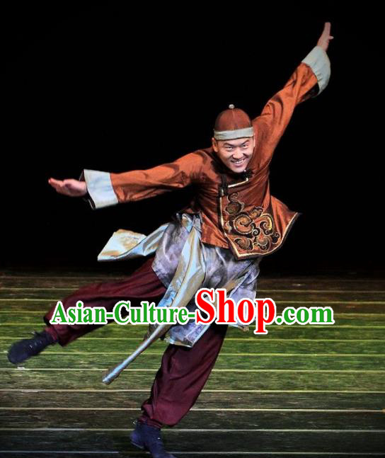 Chinese Dance Drama Wild Jujubes Ancient Qing Dynasty Merchant Clothing Stage Performance Dance Costume for Men