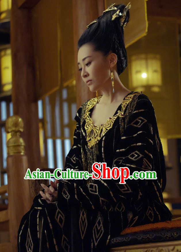 Chinese Historical Drama Ancient Grand Princess Bai Lingbo Novoland Eagle Flag Xu Qing Replica Costumes and Headpiece for Women