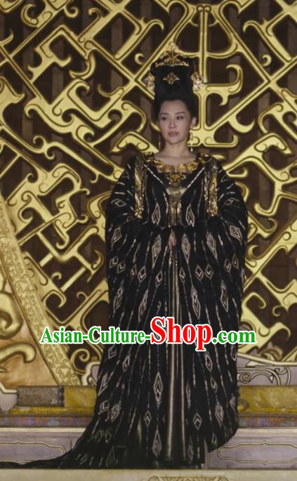 Chinese Historical Drama Ancient Grand Princess Bai Lingbo Novoland Eagle Flag Xu Qing Replica Costumes and Headpiece for Women