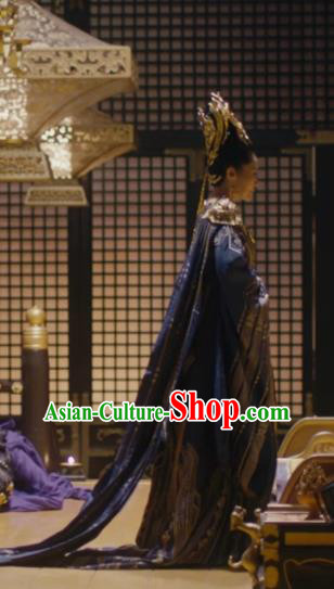 Chinese Ancient Grand Princess of Yin Empir Bai Lingbo Novoland Eagle Flag Xu Qing Replica Costumes and Headpiece for Women