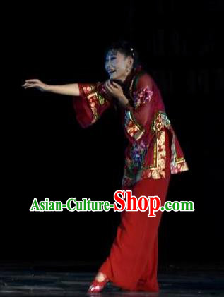 Chinese Dance Drama Wild Jujubes Classical Dance Red Dress Stage Performance Dance Costume and Headpiece for Women
