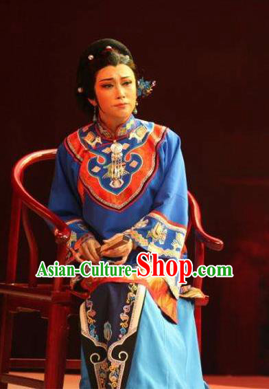 Chinese Moon Shines On Sugarbush Ferry Blue Xiu He Dress Stage Performance Dance Costume and Headpiece for Women