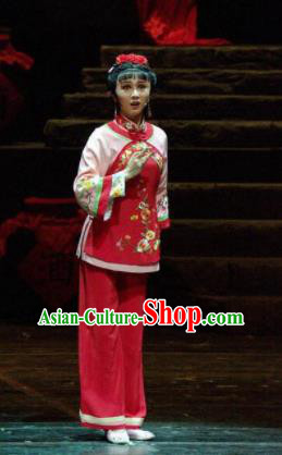 Chinese Moon Shines On Sugarbush Ferry Folk Dance Red Dress Stage Performance Dance Costume and Headpiece for Women