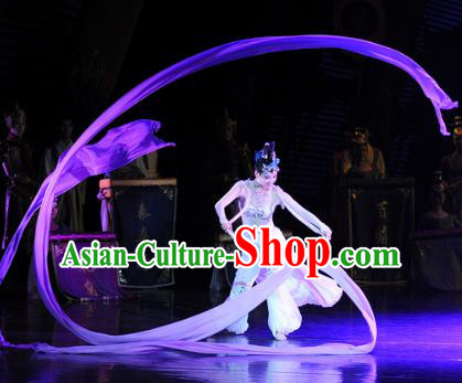 Chinese Chuansi Gongzhu Classical Dance Dress Ancient Silk Princess Stage Performance Dance Costume and Headpiece for Women