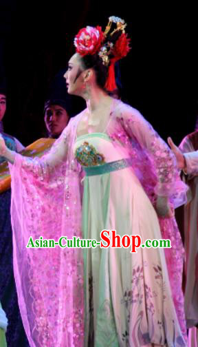 Chinese Chuansi Gongzhu Classical Dance Tang Dynasty Princess Dress Stage Performance Dance Costume and Headpiece for Women