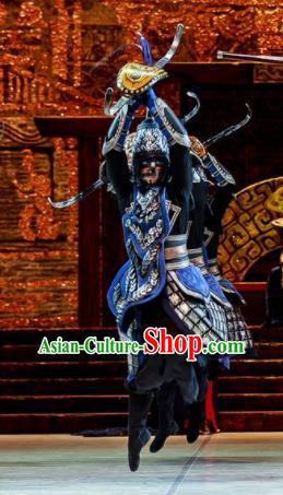 Lady Zhaojun Chinese Han Dynasty General Blue Clothing Stage Performance Dance Costume for Men