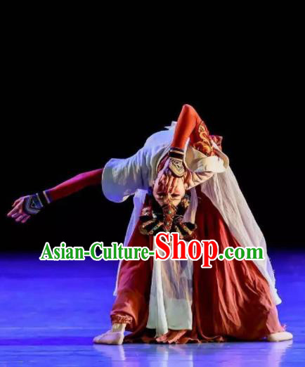 Lady Zhaojun Chinese Han Dynasty Princess Classical Dance Dress Stage Performance Dance Costume and Headpiece for Women