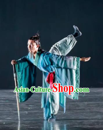 Dance Between Heaven and Earth Chinese Classical Dance Blue Clothing Stage Performance Dance Costume for Men