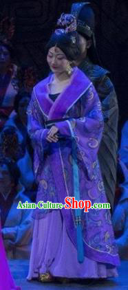 Chinese King Zhuang of Chu Ancient Spring and Autumn Period Court Purple Dress Stage Performance Dance Costume and Headpiece for Women