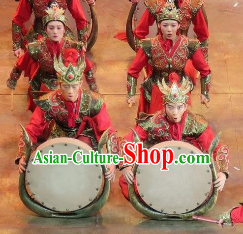 Chinese King Zhuang of Chu Ancient Spring and Autumn Period Soldier Clothing Stage Performance Dance Costume for Men