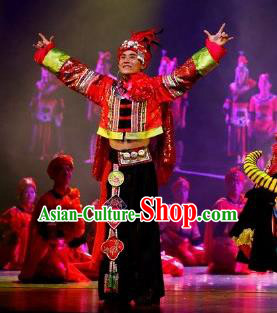 Impression Shanha Chinese She Nationality Bridegroom Clothing Stage Performance Dance Costume for Men