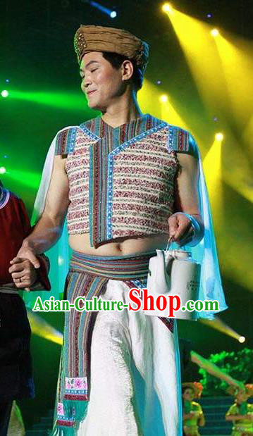 Impression Shanha Chinese She Nationality Clothing Stage Performance Dance Costume for Men