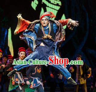 Impression Shanha Chinese She Nationality Wedding Clothing Stage Performance Dance Costume for Men