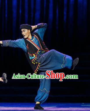 Impression Shanha Chinese She Nationality Navy Clothing Stage Performance Dance Costume for Men
