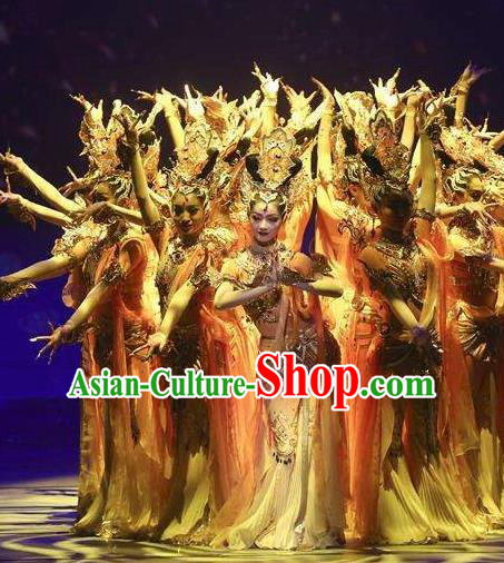 Meet Millennium Chinese Classical Dance Dress Stage Performance Dance Costume and Headpiece for Women