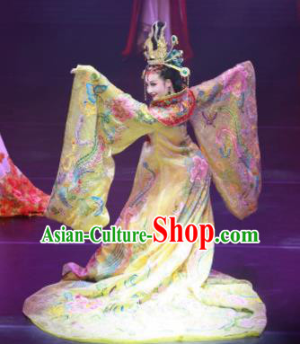 Meet Millennium Chinese Classical Dance Ancient Empress Dress Stage Performance Dance Costume and Headpiece for Women