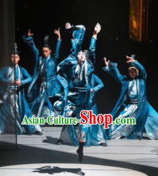 Meet Millennium Chinese Classical Dance Blue Clothing Stage Performance Dance Costume for Men