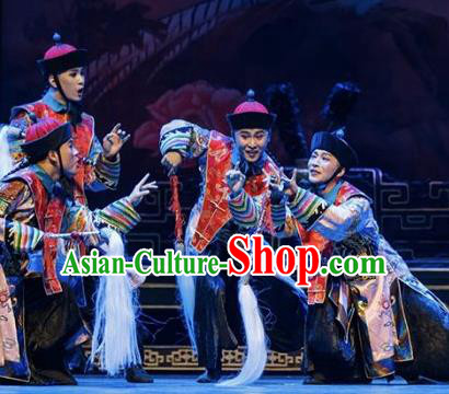 The Summer Palace Chinese Peking Opera Eunuch Clothing Stage Performance Dance Costume and Headpiece for Men