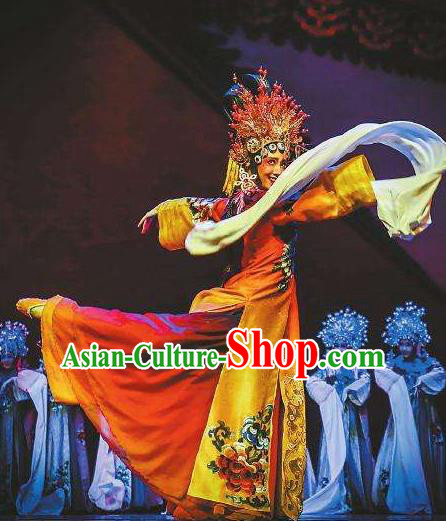 The Greatest Spirit Chinese Peking Opera Imperial Consort Dress Stage Performance Dance Costume and Headpiece for Women