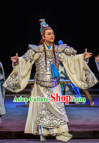 Xiao Qiao Marriage Chinese Peking Opera General Zhou Yu Clothing Stage Performance Dance Costume and Headpiece for Men