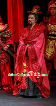 Xiao Qiao Marriage Chinese Peking Opera Minister Red Clothing Stage Performance Dance Costume and Headpiece for Men