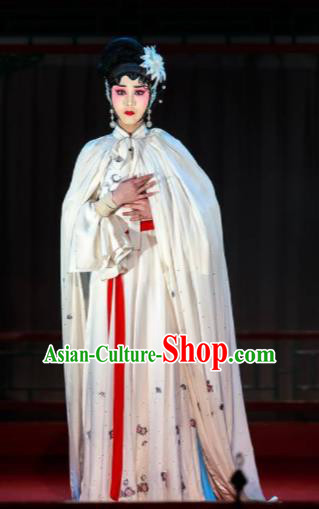 Xi Jiao Chinese Peking Opera Diva White Dress Stage Performance Dance Costume and Headpiece for Women