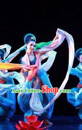 Dunhuang Reflections Chinese Classical Dance Dress Stage Performance Dance Costume and Headpiece for Women