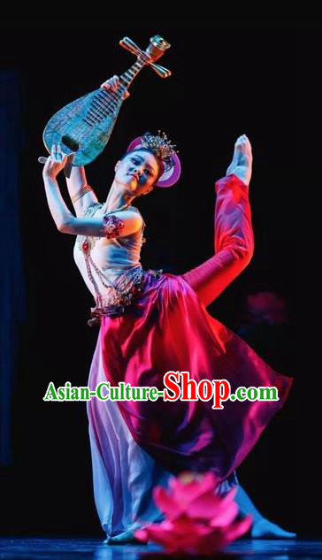 Dunhuang Reflections Chinese Classical Dance Flying Apsaras Dress Stage Performance Dance Costume and Headpiece for Women