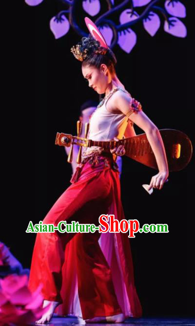 Dunhuang Reflections Chinese Classical Dance Flying Apsaras Dress Stage Performance Dance Costume and Headpiece for Women