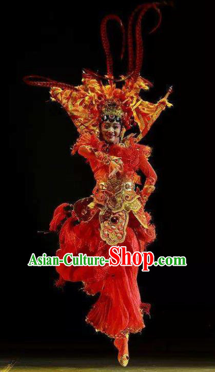 Dance Tianfu Chinese Classical Dance Red Dress Stage Performance Dance Costume and Headpiece for Women