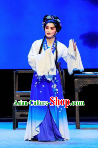 Phoenix Hairpin Chinese Peking Opera Diva Royalblue Dress Stage Performance Dance Costume and Headpiece for Women
