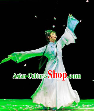 Huang Ye Hong Lou Chinese Peking Opera Lin Daiyu Dress Stage Performance Dance Costume and Headpiece for Women