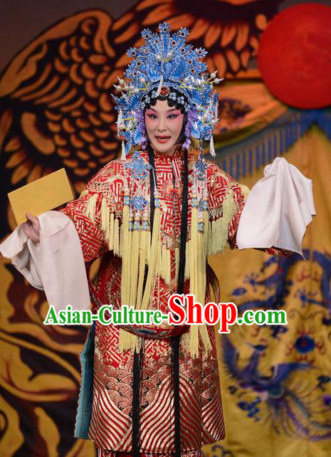 Imperial Concubine Mei Chinese Peking Opera Diva Red Dress Stage Performance Dance Costume and Headpiece for Women