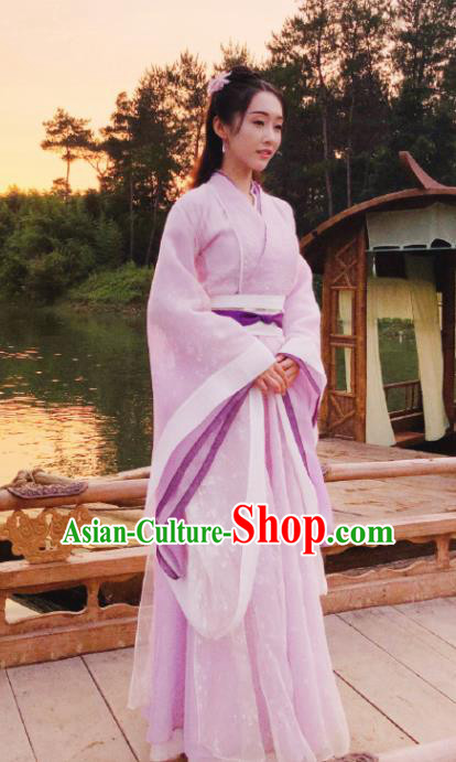 The Untamed Chinese Drama Ancient Taoist Nun Swordsman Jiang Yanli Purple Costumes and Headpiece for Women