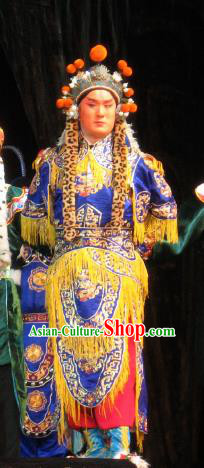 Su Wu In Desert Chinese Beijing Opera Takefu Blue Clothing Stage Performance Dance Costume and Headpiece for Men