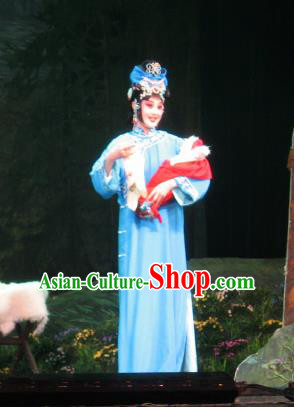 Su Wu In Desert Chinese Peking Opera Diva Blue Dress Stage Performance Dance Costume and Headpiece for Women