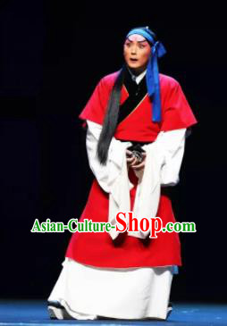 Mei Hua Zan Chinese Beijing Opera Niche Red Clothing Stage Performance Dance Costume and Headpiece for Men