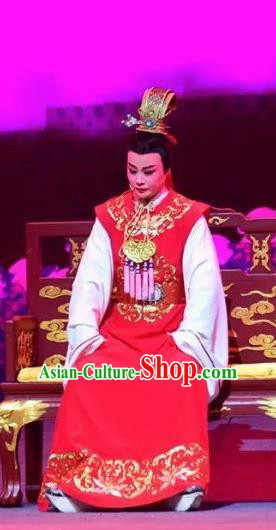 Amber Fate Chinese Beijing Opera Niche Red Clothing Stage Performance Dance Costume and Headpiece for Men