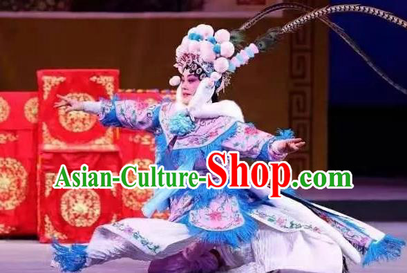 Fan Lihua Chinese Han Opera Blues Pink Dress Stage Performance Dance Costume and Headpiece for Women